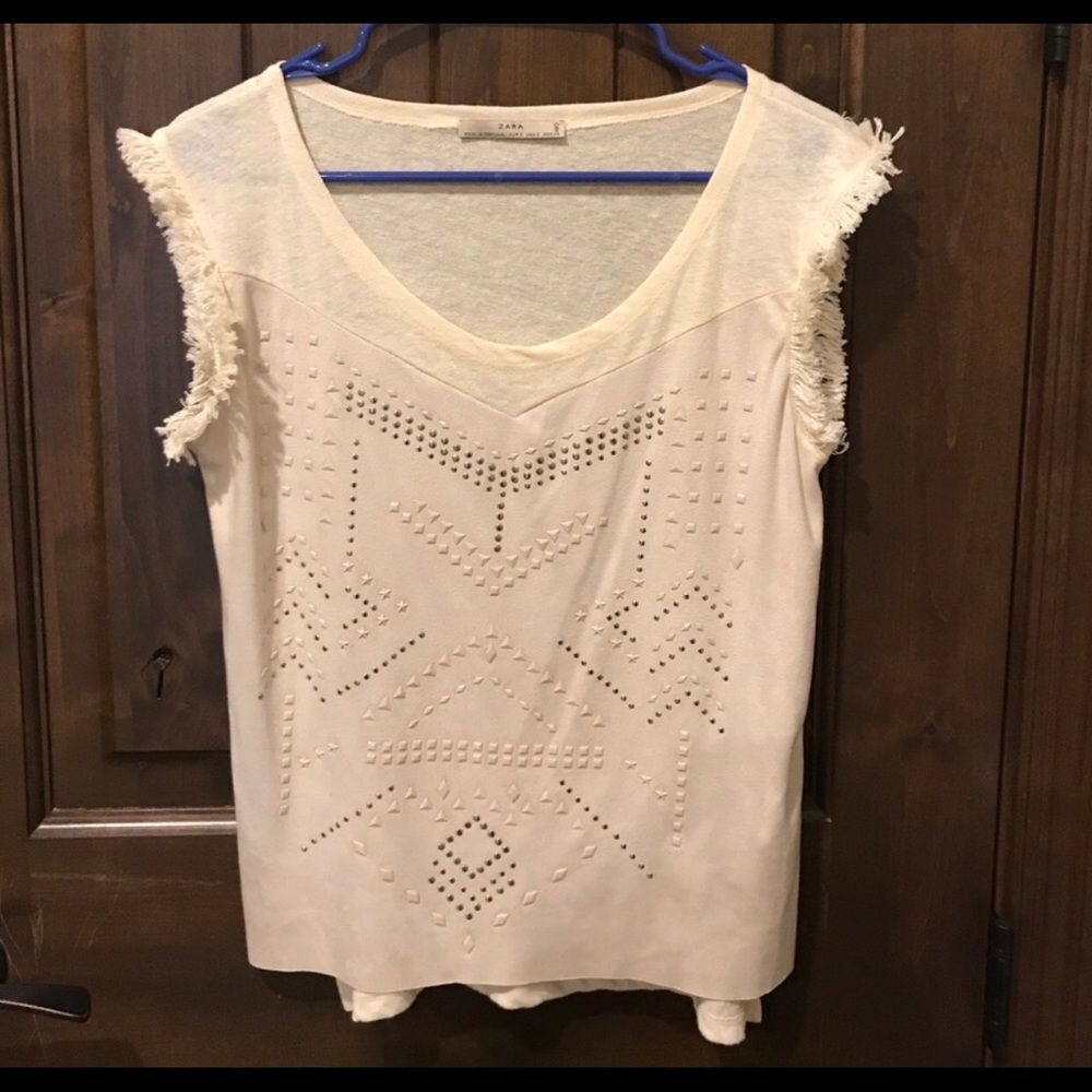 Zara nude suede studded Top